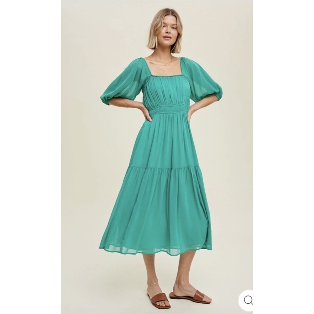 Wishlist Apparel Womens Green Livia Midi Dress Size Medium